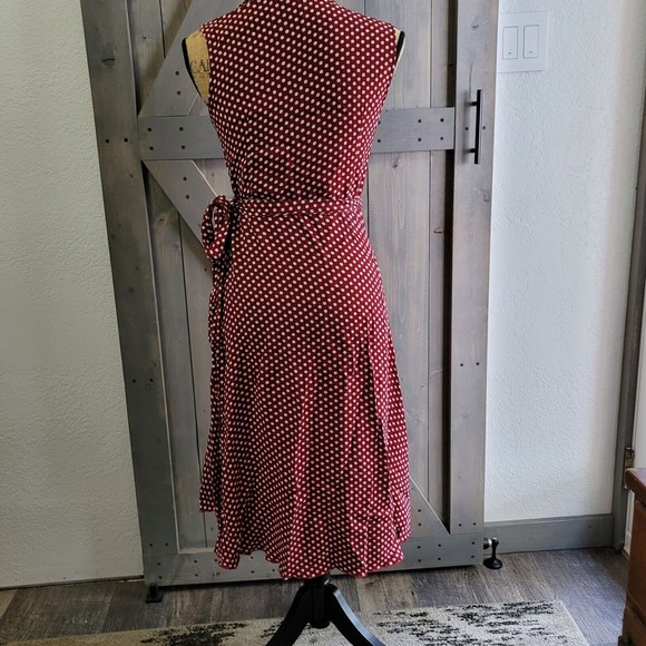 Vintage Loco Lindo Wrap Dress Size Small Swing Polka dot Ruffle Rayon Sleeveless - Picture 5 of 14